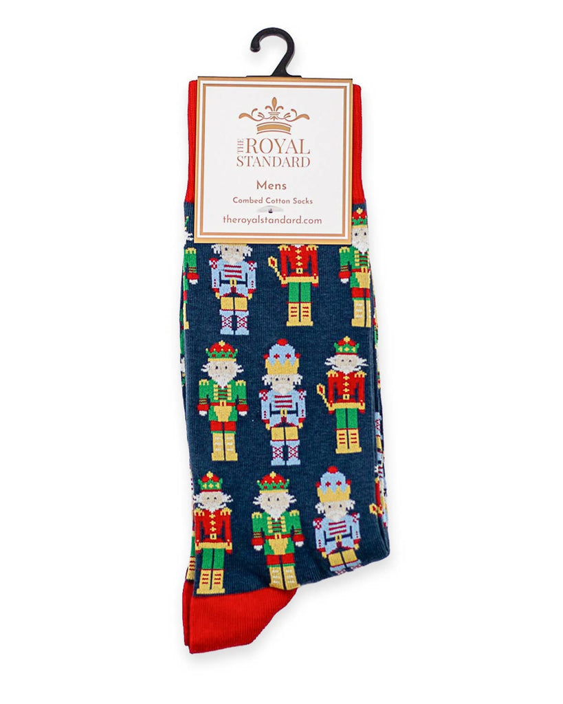 Men's Nutcracker March Socks Navy/Red - The Edit LLC