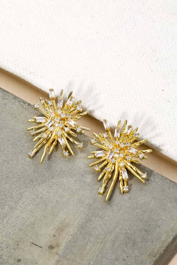 Metallic Rhinestone Firework Earrings - The Edit LLC