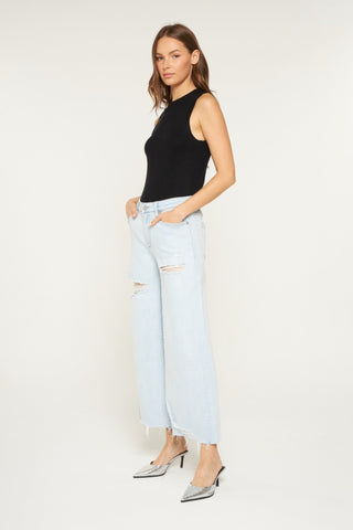 MICA - High Rise Wide Leg Distressed Jean - The Edit LLC