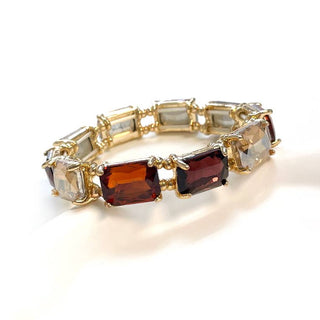 Midi Emerald Cut Crystal Glass Bead Stretched Bracelets: RAINBOW - The Edit LLC