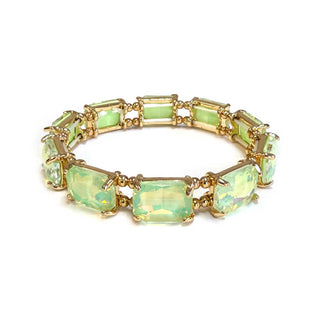 Midi Emerald Cut Crystal Glass Bead Stretched Bracelets: RAINBOW - The Edit LLC