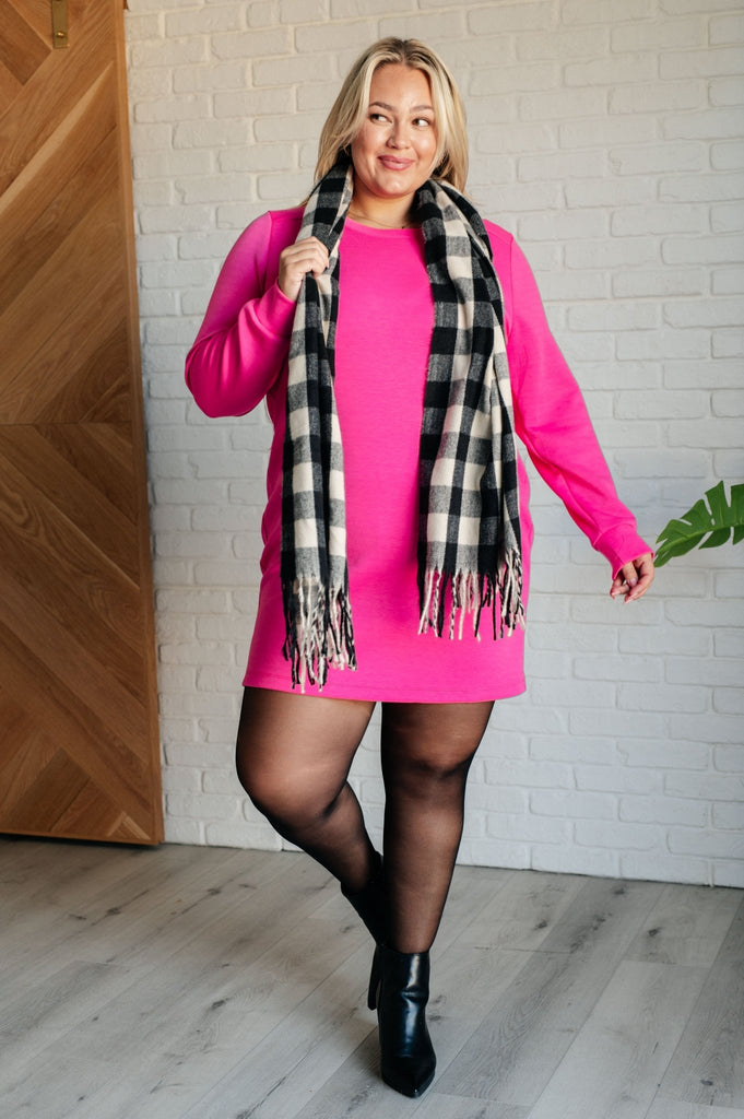 Milan Travel Shift Dress in Hot Pink - The Edit LLC