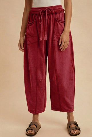 Mineral Wash Barrel Fit Utility Knit Pants - The Edit LLC