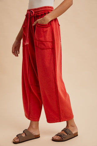 Mineral Wash Barrel Fit Utility Knit Pants - The Edit LLC