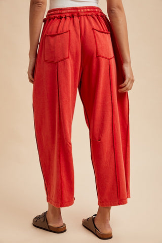 Mineral Wash Barrel Fit Utility Knit Pants - The Edit LLC