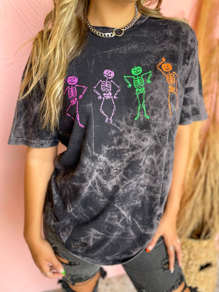 Mineral Washed Dancing Skeleton Graphic Tee - The Edit LLC