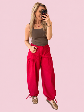 Mineral Washed Tie Cuff Pants - The Edit LLC