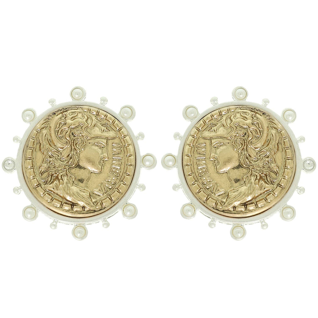 Minerva Roman Imperial Coin Earrings : Gold - The Edit LLC