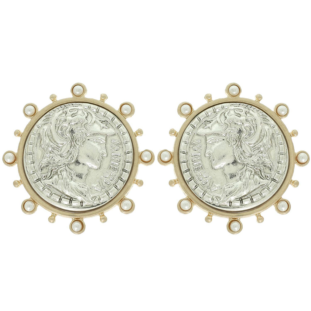 Minerva Roman Imperial Coin Earrings : Silver - The Edit LLC