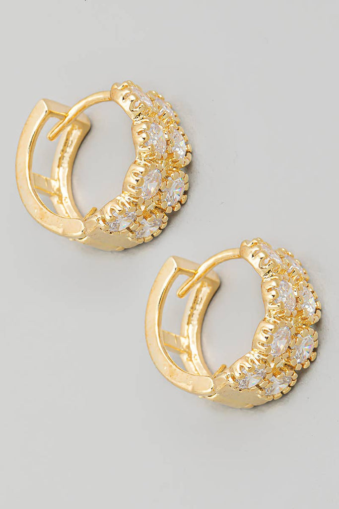 Mini Floral Studded Huggie Earrings: G - The Edit LLC