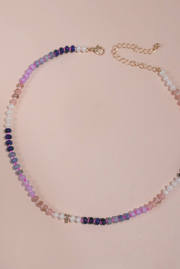 MINI INITIAL MULTI COLOR BEADED NECKLACE | 80N901: A - The Edit LLC