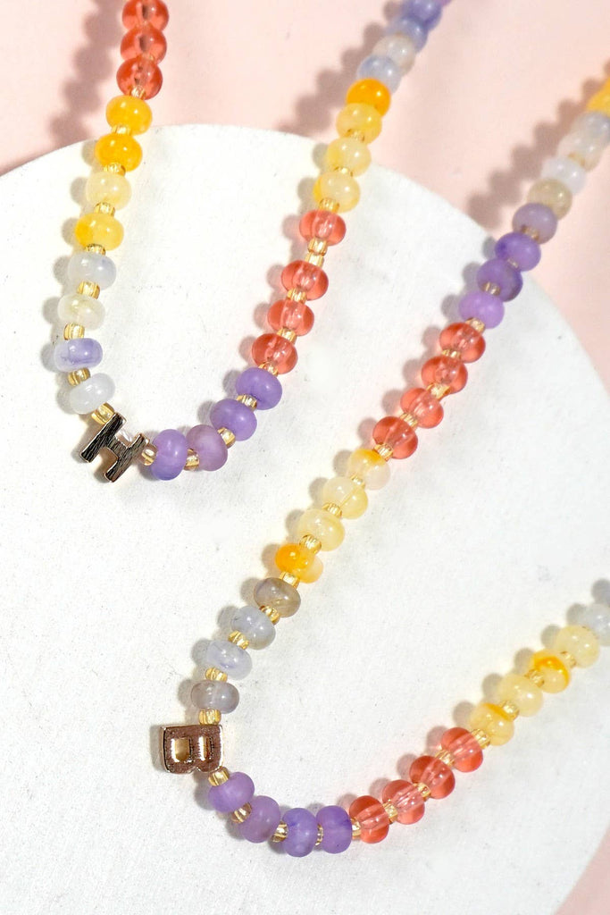 MINI INITIAL MULTI COLOR BEADED NECKLACE | 80N901: A - The Edit LLC