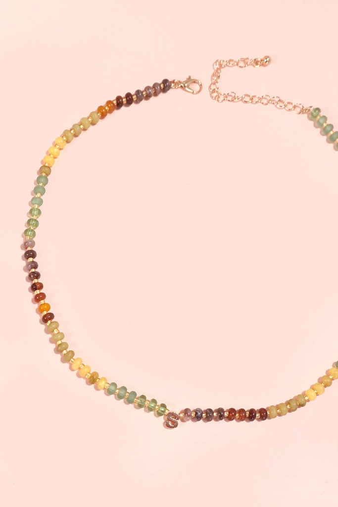 MINI INITIAL MULTI COLOR BEADED NECKLACE | 80N901: A - The Edit LLC