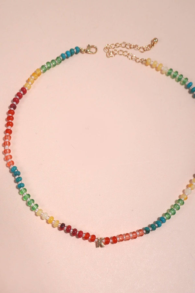 MINI INITIAL MULTI COLOR BEADED NECKLACE | 80N901: A - The Edit LLC