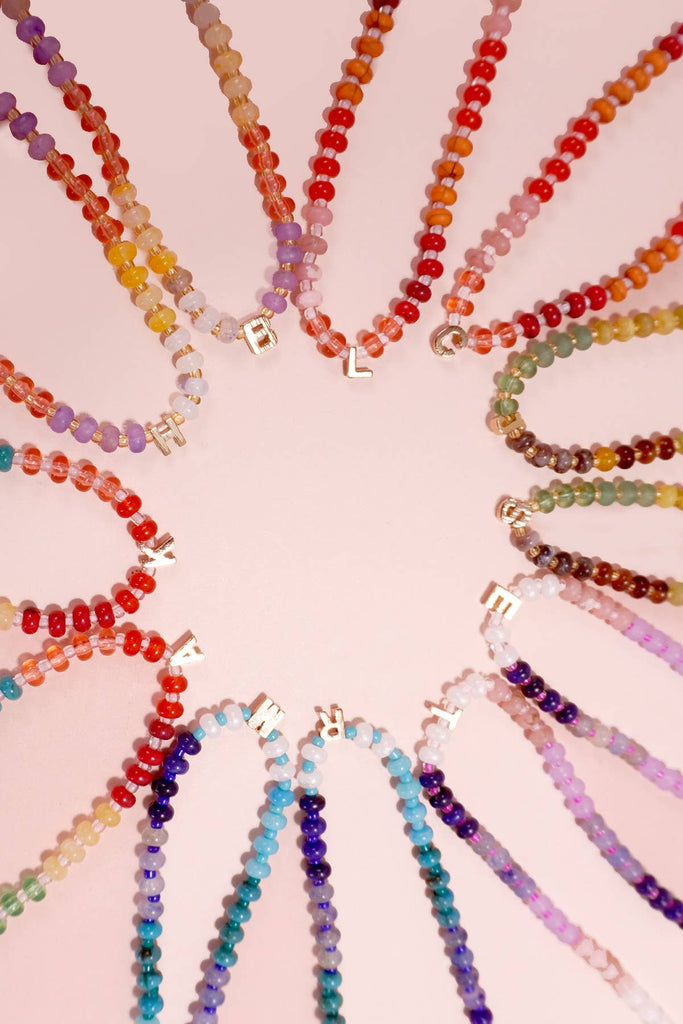 MINI INITIAL MULTI COLOR BEADED NECKLACE | 80N901: A - The Edit LLC