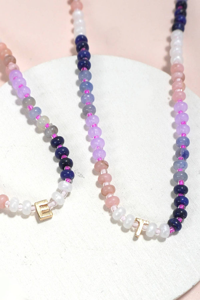 MINI INITIAL MULTI COLOR BEADED NECKLACE | 80N901: A - The Edit LLC