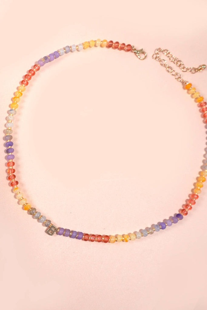 MINI INITIAL MULTI COLOR BEADED NECKLACE | 80N901: A - The Edit LLC