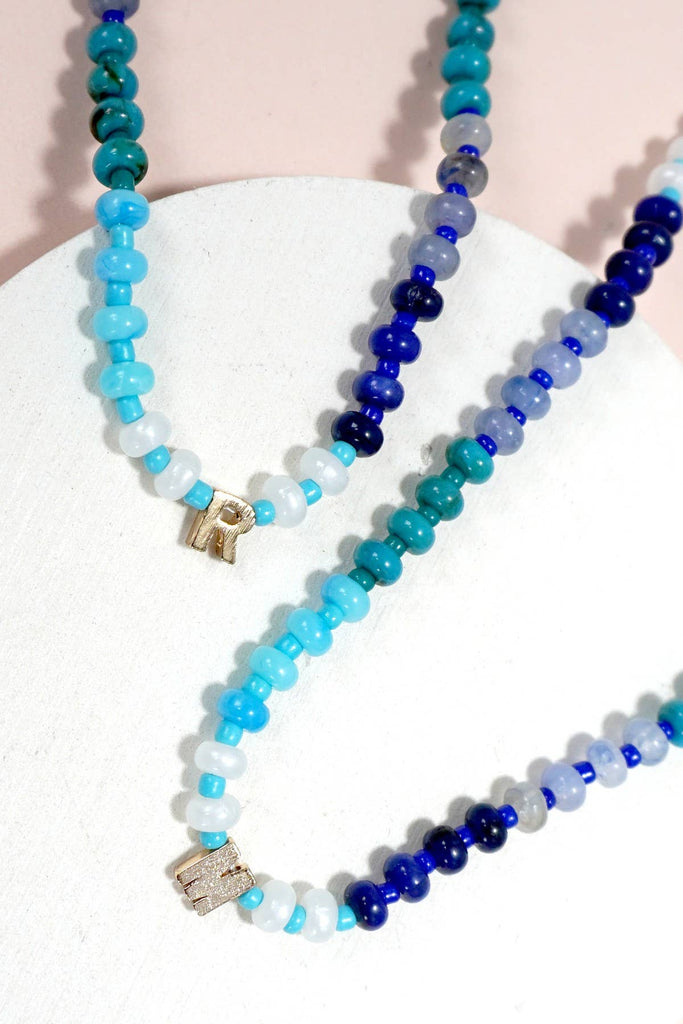 MINI INITIAL MULTI COLOR BEADED NECKLACE | 80N901: A - The Edit LLC