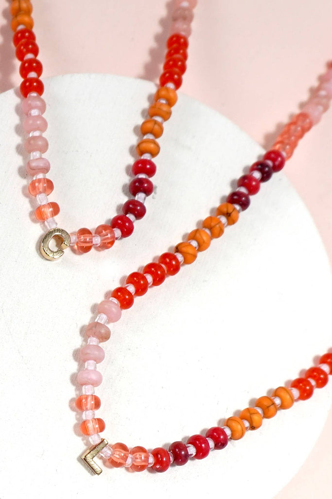 MINI INITIAL MULTI COLOR BEADED NECKLACE | 80N901: A - The Edit LLC