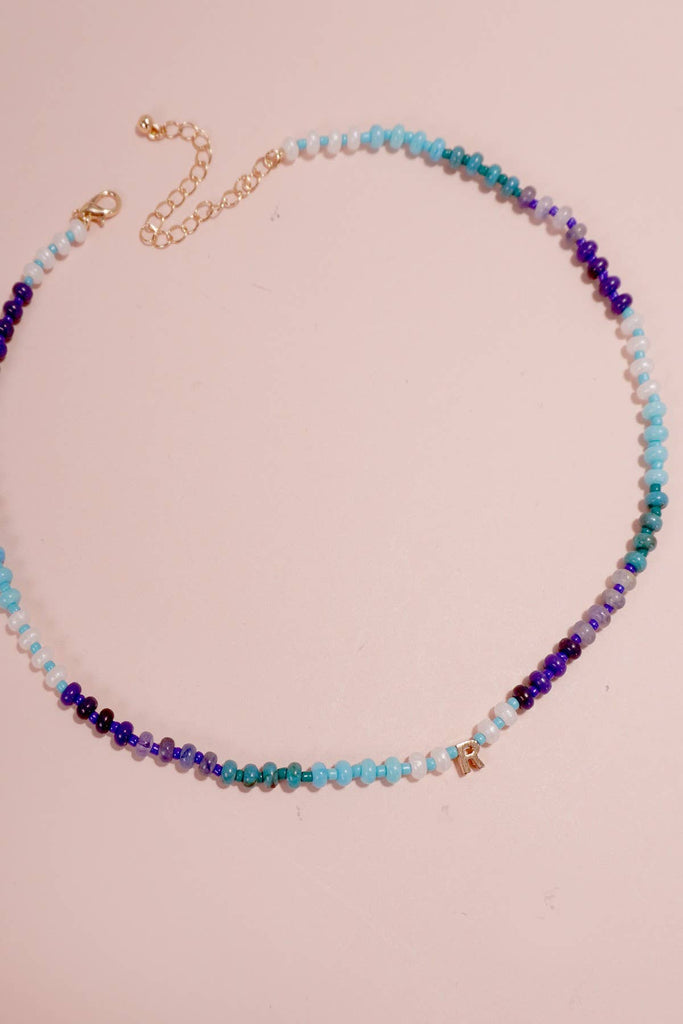 MINI INITIAL MULTI COLOR BEADED NECKLACE | 80N901: A - The Edit LLC