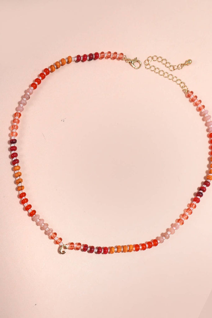 MINI INITIAL MULTI COLOR BEADED NECKLACE | 80N901: A - The Edit LLC