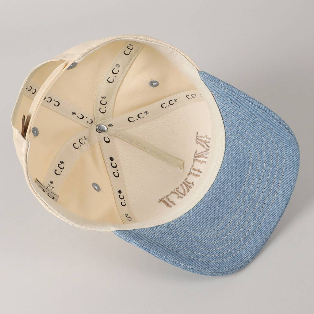 MINI Lettering Embroidery Two - Tone Baseball Cap For Kids: DENIM / ONE SIZE - The Edit LLC