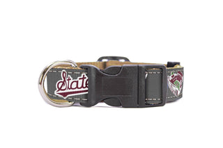 Mississippi State Bulldogs Collegiate Woven Ribbon Dog Collar.: Gray / Small - The Edit LLC