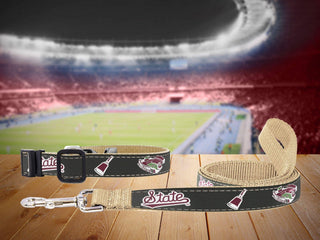 Mississippi State Bulldogs Collegiate Woven Ribbon Dog Collar.: Gray / Small - The Edit LLC