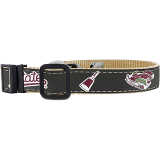 Mississippi State Bulldogs Collegiate Woven Ribbon Dog Collar.: Gray / Small - The Edit LLC