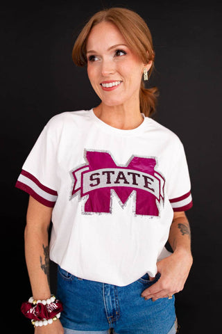 Mississippi State Sparkle Logo T-Shirt - The Edit LLC