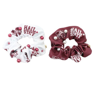 Mississippi State White and Maroon Dual Scrunchie - The Edit LLC