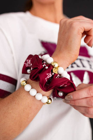 Mississippi State White and Maroon Dual Scrunchie - The Edit LLC