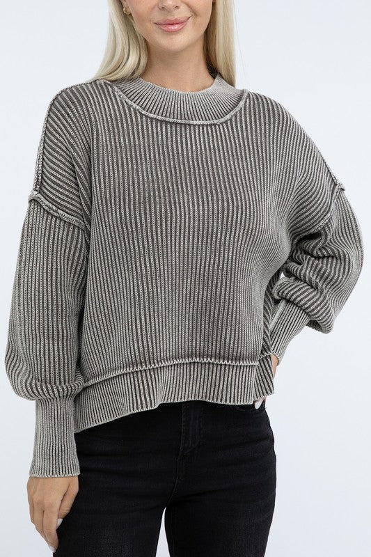 Mocha Oversized Cropped Sweater - The Edit LLC