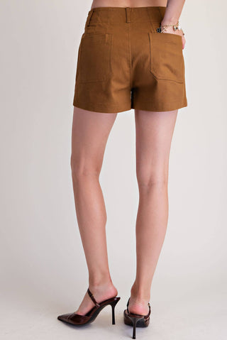 Mocha Scallop Detail Pocket Colette Shorts - The Edit LLC