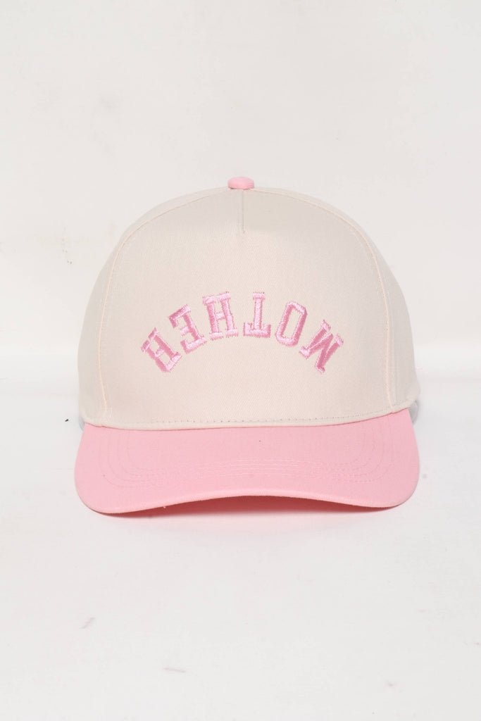 MOTHER Upside Down embroidery in Two Tone Baseball Cap: Pink - The Edit LLC