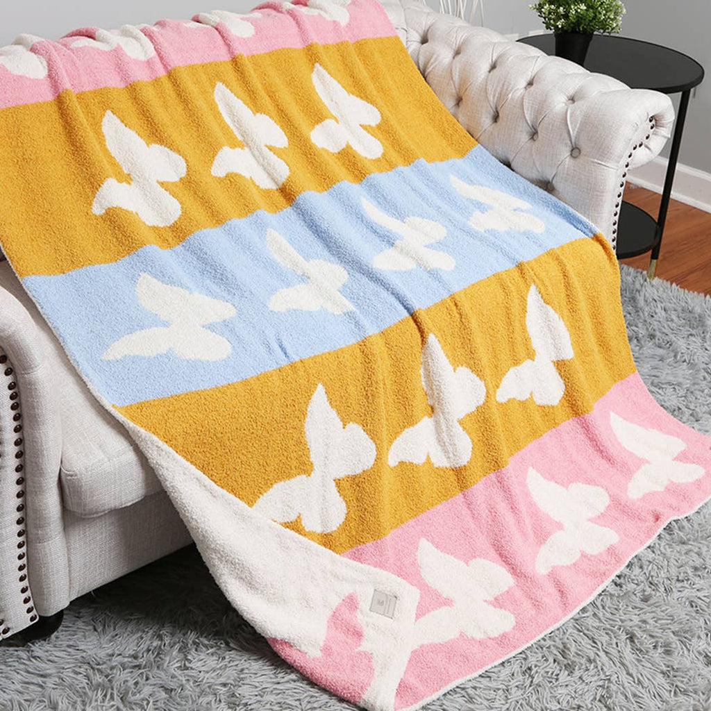 Multi Pattern Print Cozy Soft Throw Blanket : BUTTERFLY / ONE SIZE - The Edit LLC