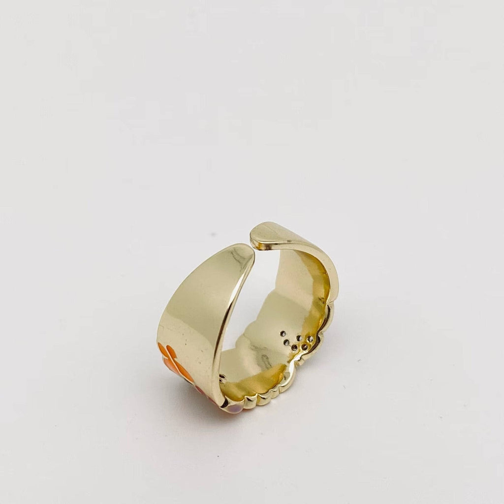Multi - style Enamel Gold - plated Ring |Flowers|Butterfly|Eyes: F - Butterfly - The Edit LLC
