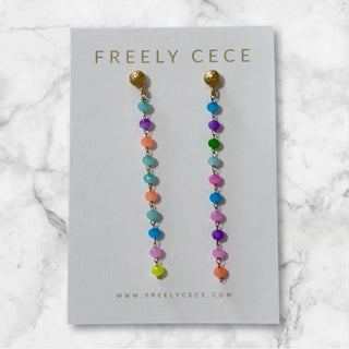 Multicolor Gold Chain Beaded Earrings - The Edit LLC