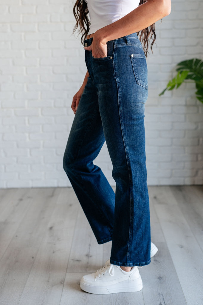 Muriel Mid Rise Control Top Classic Straight Jeans - The Edit LLC