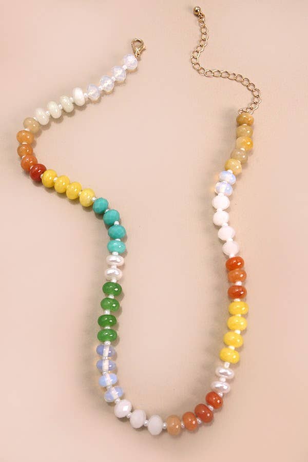 Natural Agate Glass Beaded Necklace - Daze - The Edit LLC