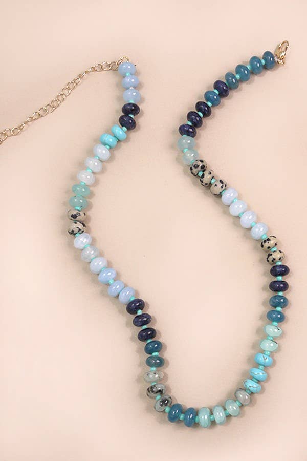 Natural Agate Glass Beaded Necklace - Nautical - The Edit LLC