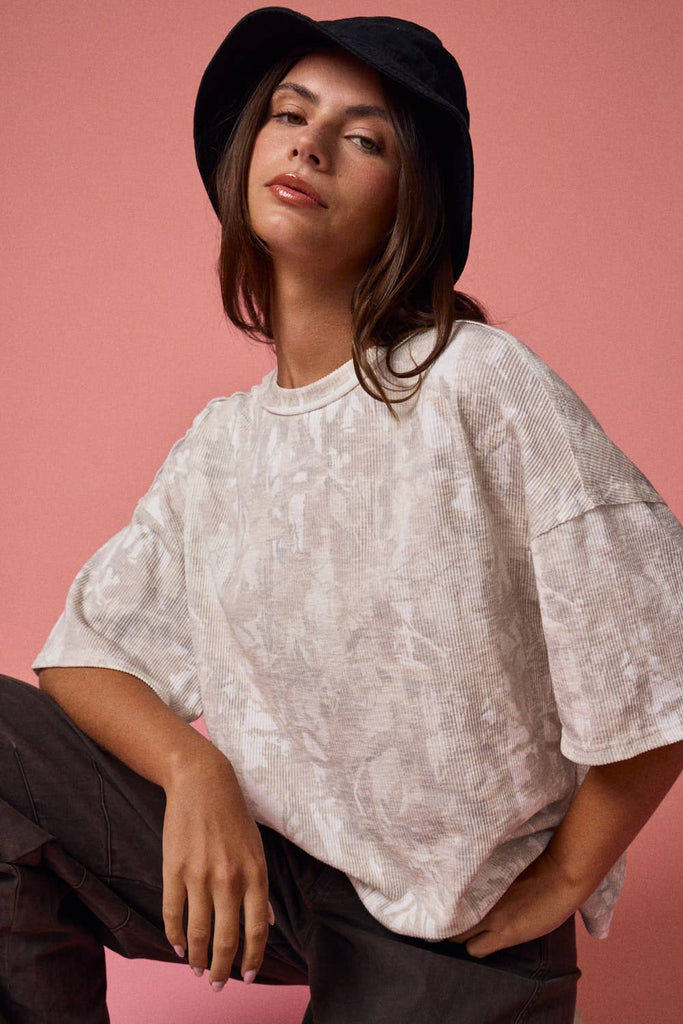 NATURE CAMO RIBBED LOOSE FIT SHIRT - The Edit LLC