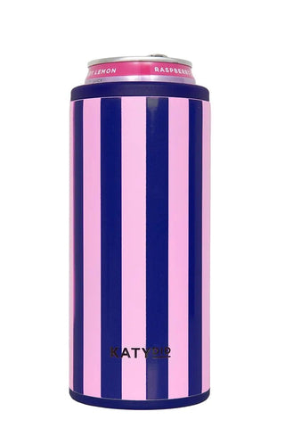 Navy and Pink Striped Drink Cooler: Navy and Pink Striped - The Edit LLC