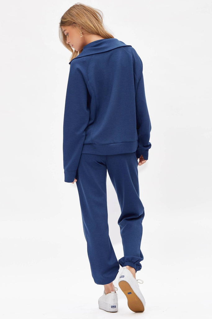Navy Quarter Zip Pullover + Jogger Modal Travel Set - The Edit LLC