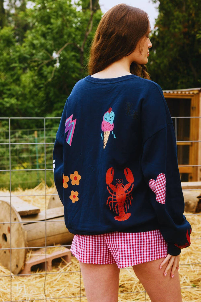 Navy 'Somebody Loves You' Graphic Sweatshirts - The Edit LLC