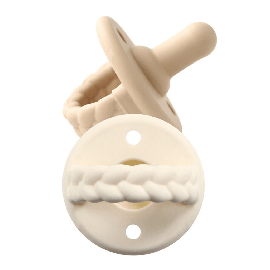 *NEW SIZE* Sweetie Soother™ Pacifier Sets (2 - pack): Toast + Buttercream Braids - The Edit LLC