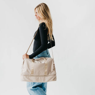 Nissa Nylon Weekender Bag: Cream - The Edit LLC