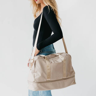 Nissa Nylon Weekender Bag: Cream - The Edit LLC