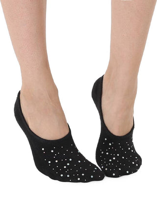 No-Show Liner Socks w/ Crystal Jewel Embellishments - Black - The Edit LLC