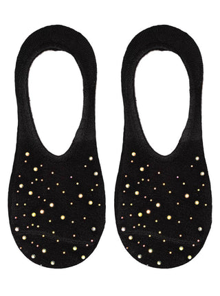 No-Show Liner Socks w/ Crystal Jewel Embellishments - Black - The Edit LLC